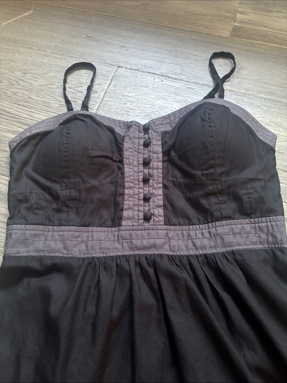 American Eagle | Y2K Babydoll Black Grey Mini Dress Corset Style Size 10 - Picture 3 of 13